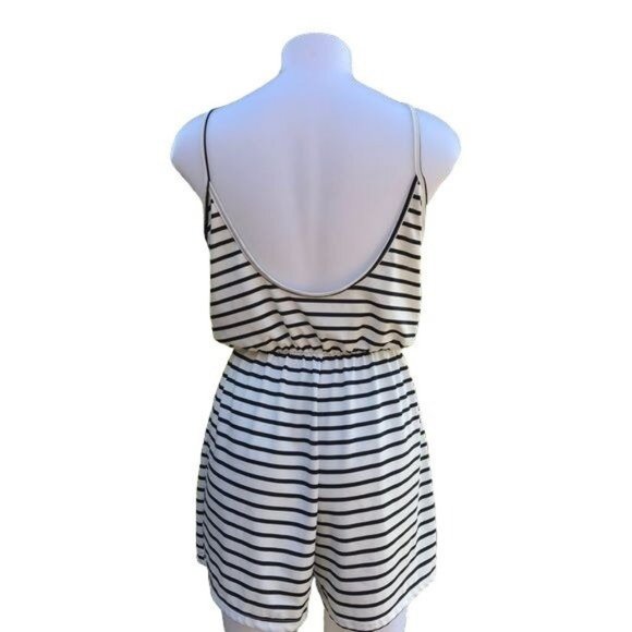 Romper Shorts Striped Black and White Swim suit Cover Casual Wear - Picture 3 of 8